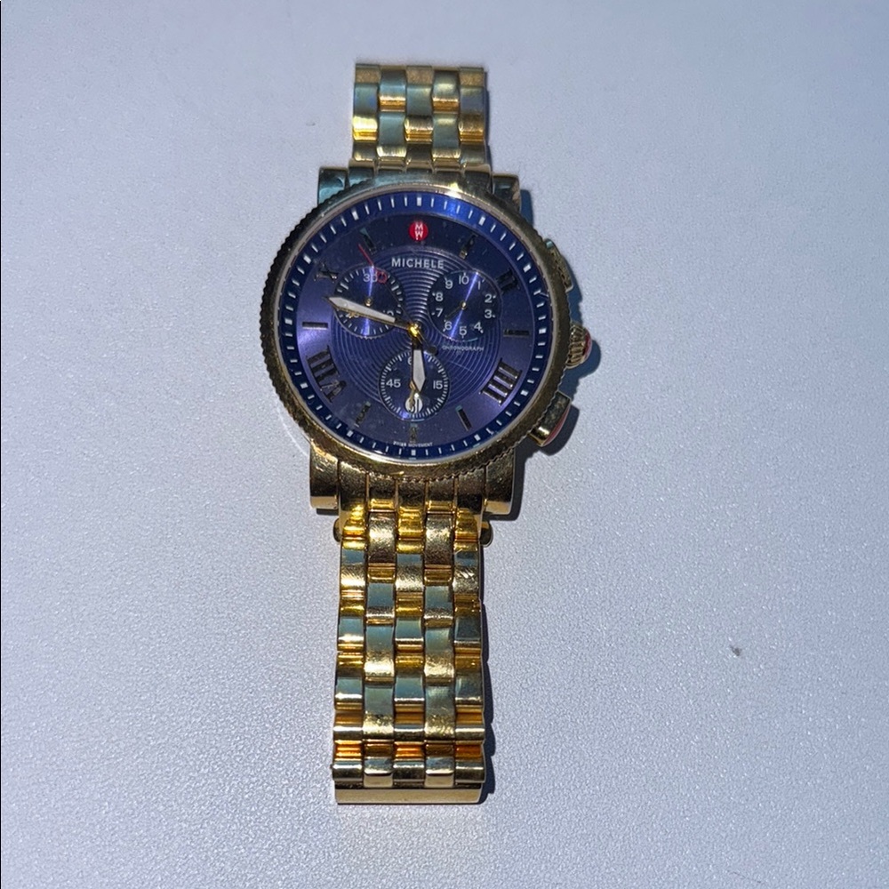 Gold and Blue Michele Watch (sportsail)